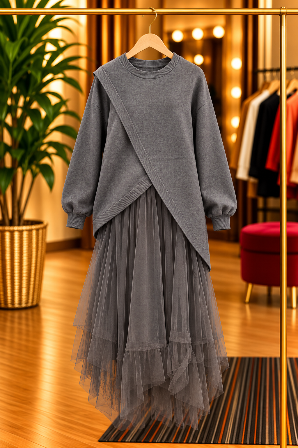 Vestido punto tull